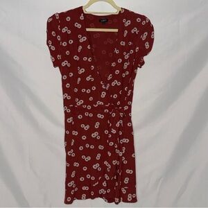 LOFT Red Floral Wrap Skort Romper Size 4 EUC